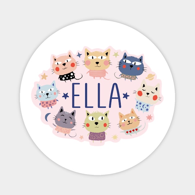 Ella name with cartoon cats Magnet by WildMeART